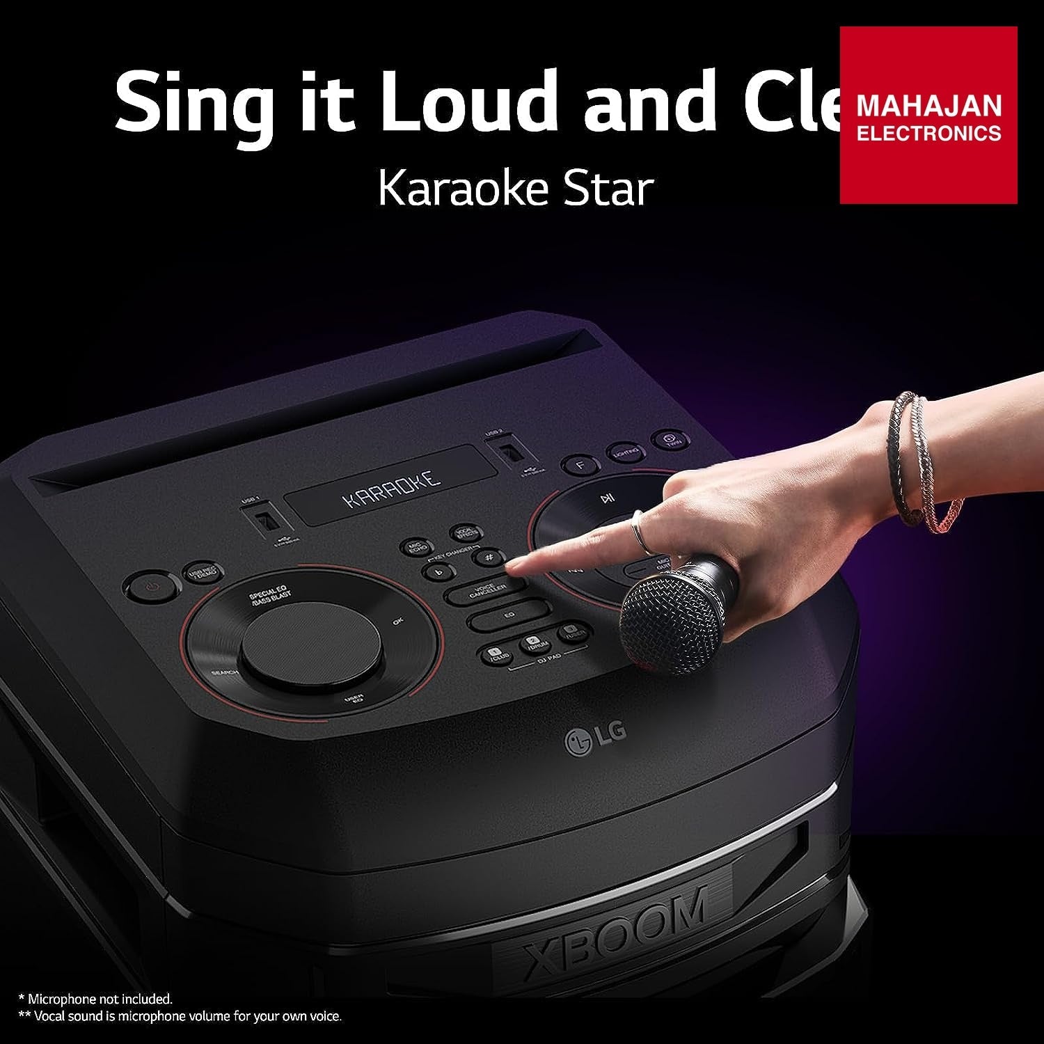 LG XBOOM RNC5 Party Speaker, Multi Color Lighting, Karaoke Feature, 1 Mic + 1 Guitar Input, Wireless Party – Mahajan Electronics Online.