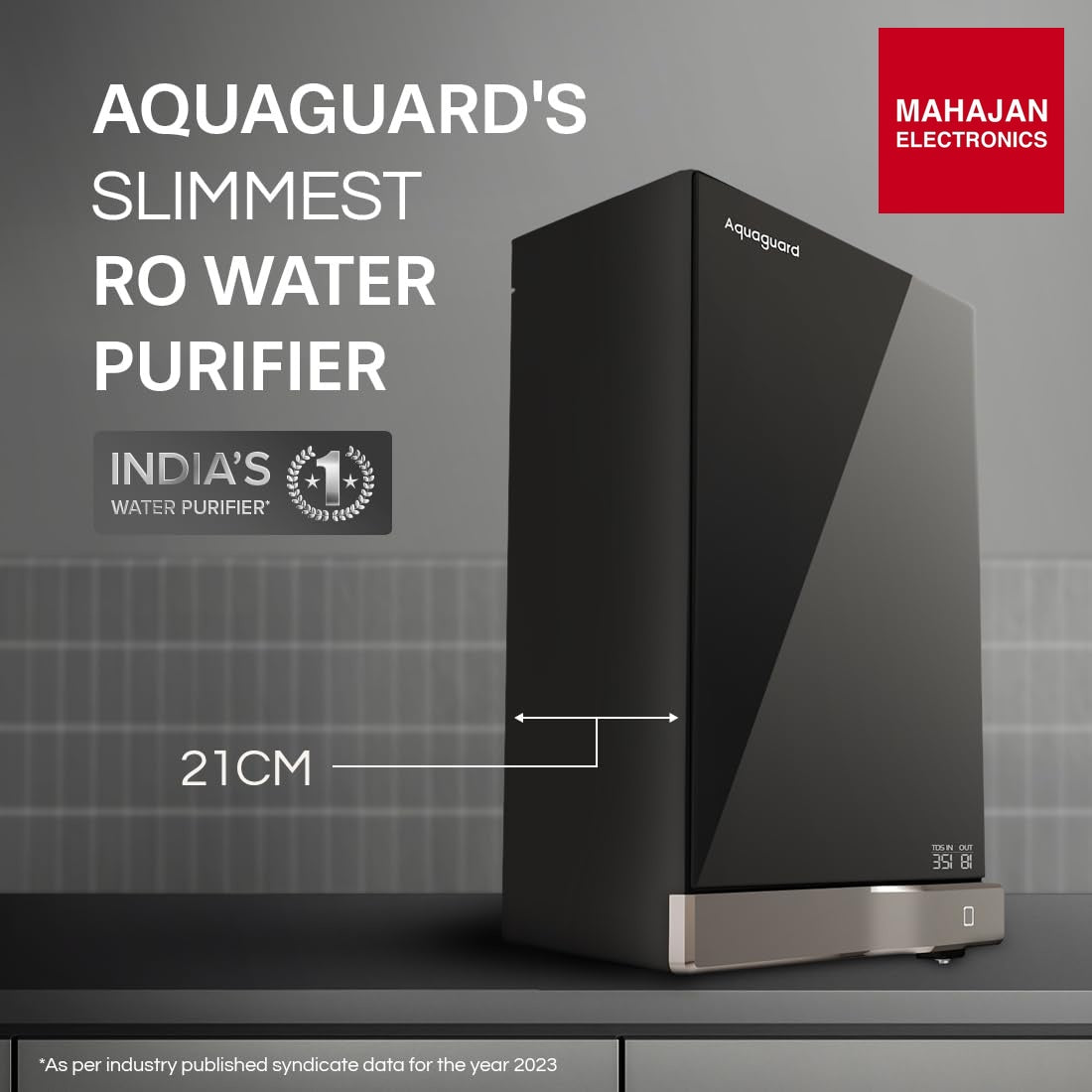 Aquaguard Slim Glass 9-Stage RO+UV Water Purifier | Toughened Glass Body | Active Copper | Real-Time TDS Display | 3.6L Tank | Wall Mount Eureka Forbes