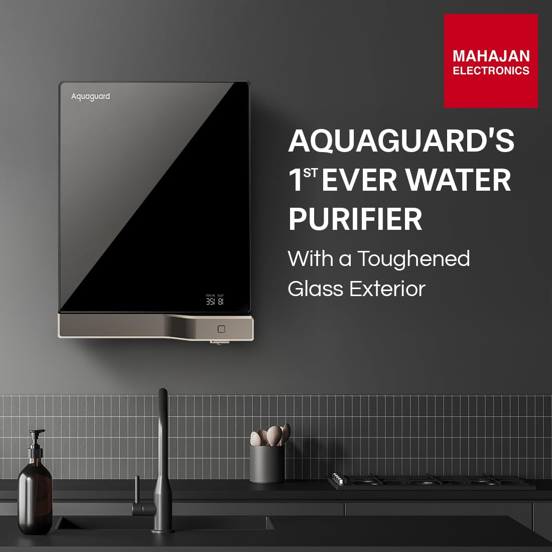 Aquaguard Slim Glass 9-Stage RO+UV Water Purifier | Toughened Glass Body | Active Copper | Real-Time TDS Display | 3.6L Tank | Wall Mount Eureka Forbes