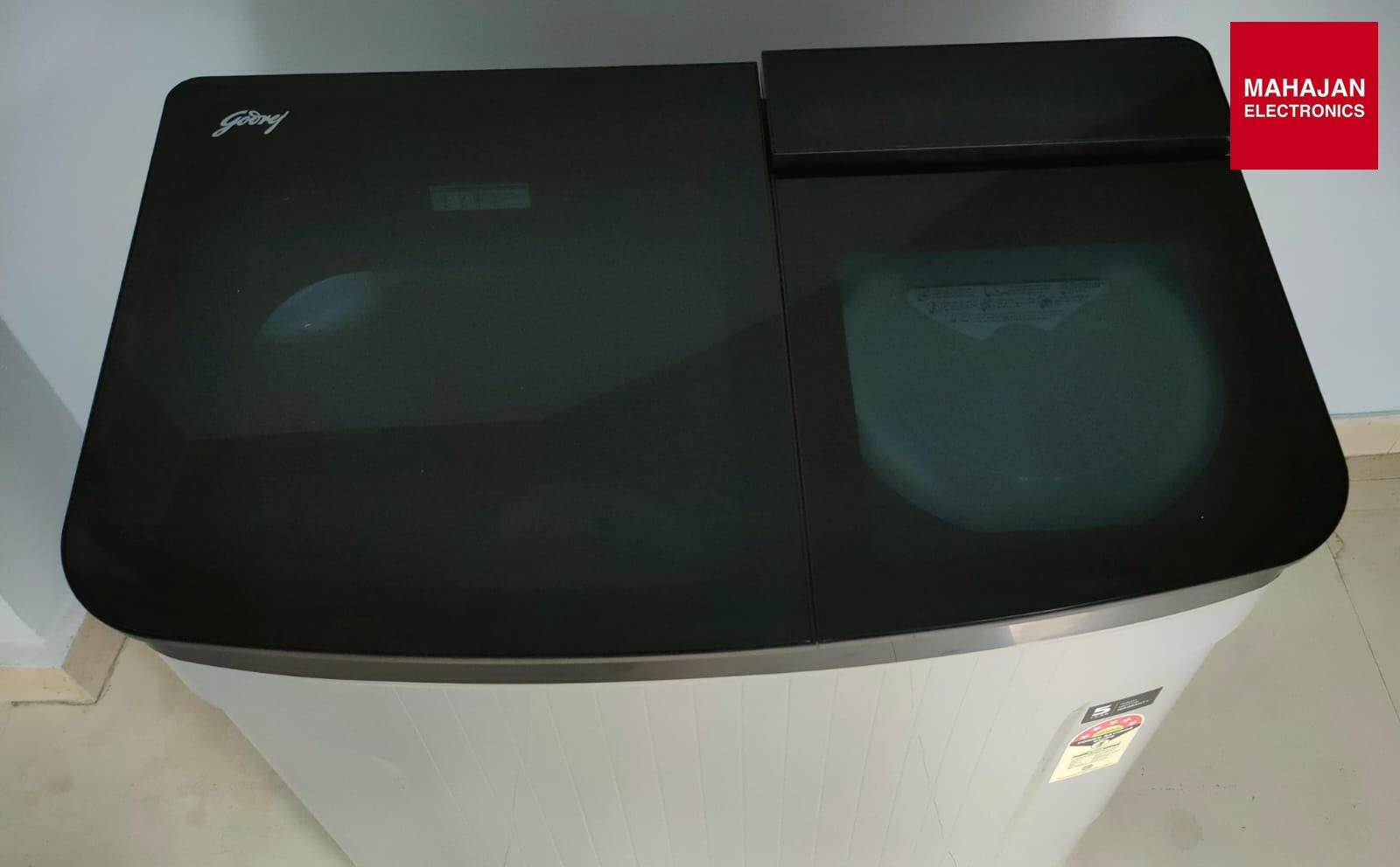 Godrej WSEDGE ULT 80 5.0 DB2M MIGR 8 Kg 5 Star With 460 PowerMax Wash Motor Boderless Design ( With Toughened Glass Lid) - Mahajan Electronics Online