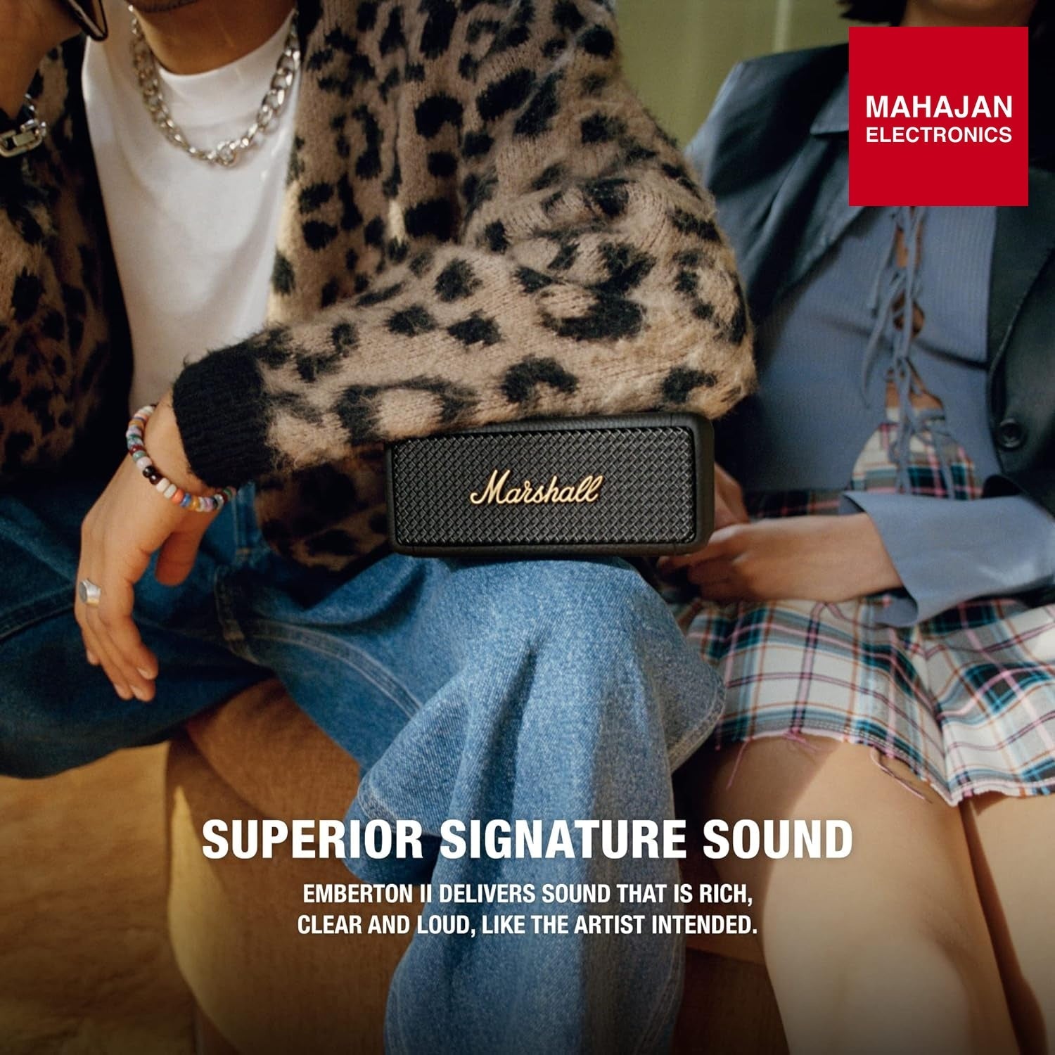 Marshall Emberton II 20 W Wireless Bluetooth Portable Outdoor Speaker (Black & Brass) - Mahajan Electronics Online