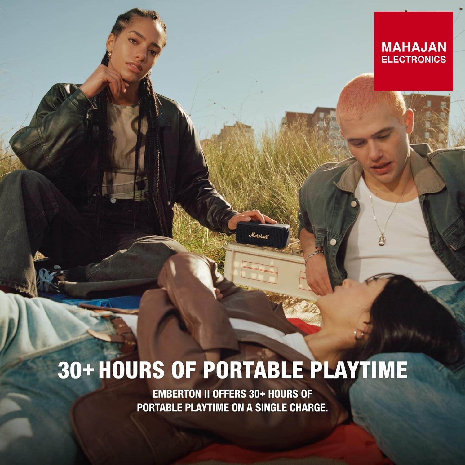 Marshall Emberton II 20 W Wireless Bluetooth Portable Outdoor Speaker (Black & Brass) - Mahajan Electronics Online