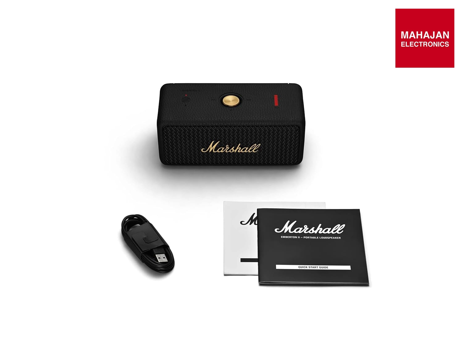Marshall Emberton II 20 W Wireless Bluetooth Portable Outdoor Speaker (Black & Brass) - Mahajan Electronics Online