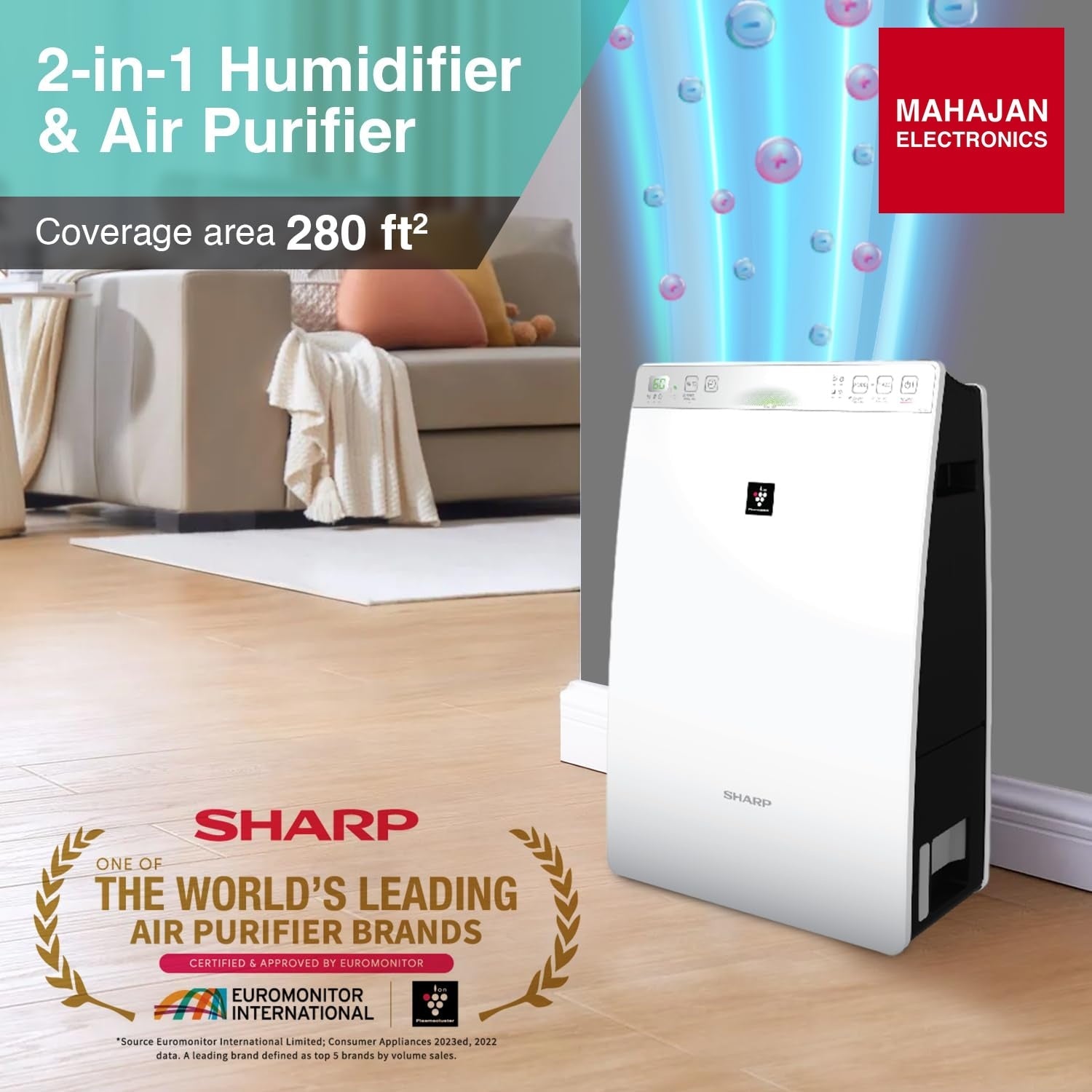 Sharp Plasmacluster Air Purifier with Humidification, for Rooms of up to 226 sq ft ‎KC-F30E-W - Mahajan Electronics Online