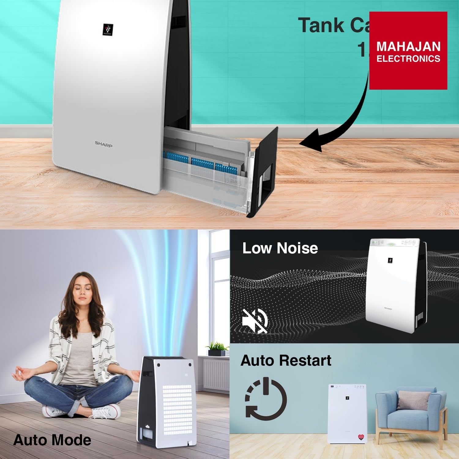 Sharp Plasmacluster Air Purifier with Humidification, for Rooms of up to 226 sq ft ‎KC-F30E-W - Mahajan Electronics Online