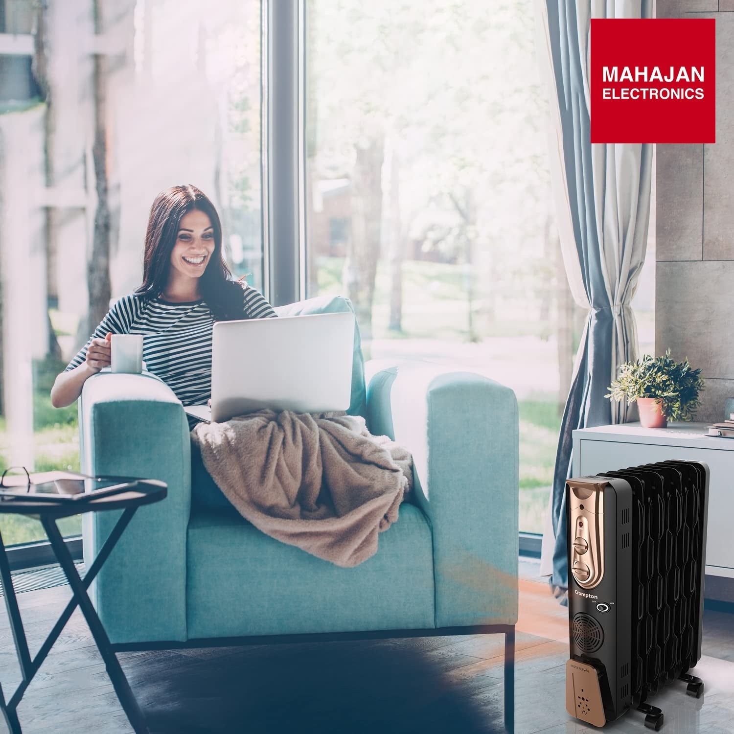 Crompton Insta Fervor 9 Fins 2400 Watts Oil Field Room Heater OFR with PTC fan, Black Gold – Mahajan Electronics Online.