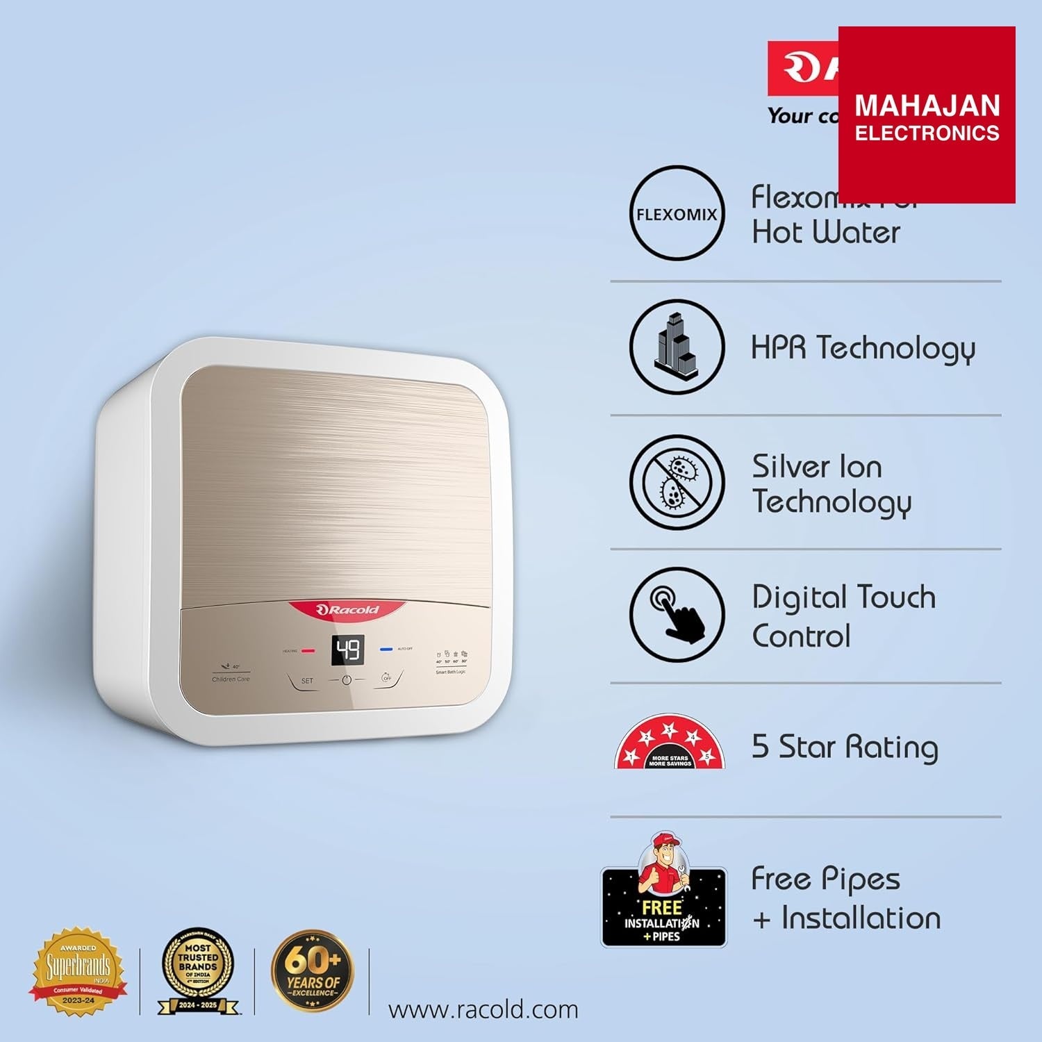 Racold Omnis DG 25 2KW S Litres - Mahajan Eelctronics Onilne