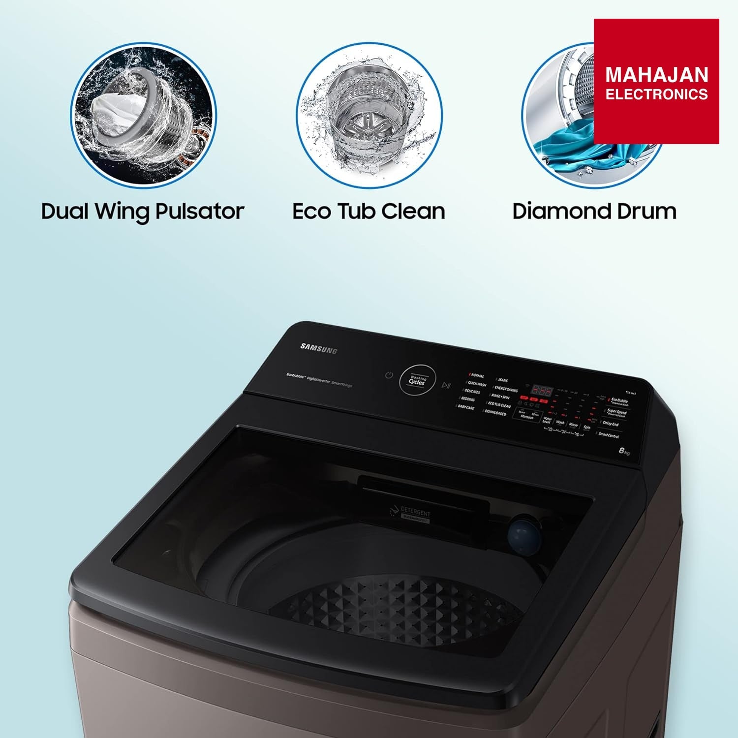 Samsung WA80BG4546BRTL 8 Kg '5-star Ecobubble™ Wi-Fi Inverter Fully-Automatic Top Load Washing Machine Appliance Mahajan Electronics Online