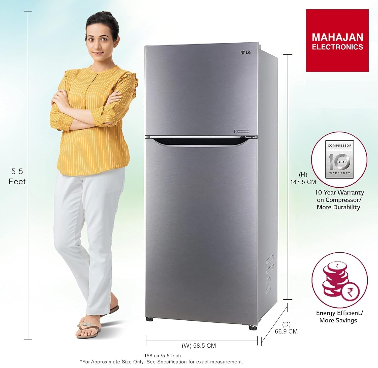 LG GL-N292DDSY 260 L 2 Star Inverter Frost-Free Double Door Refrigerator Mahajan Electronics Online