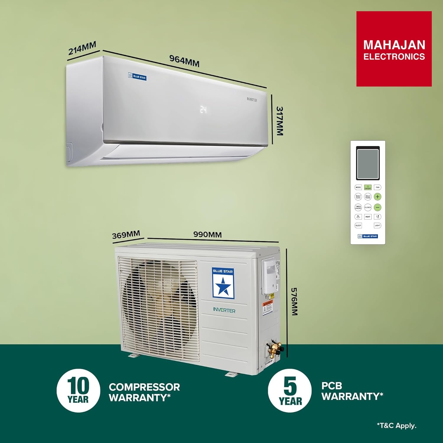Blue Star IA318DNUHC 5 in 1 Convertible 1.5 Ton 3 Star Inverter Split Air Conditioner Mahajan Electronics Online