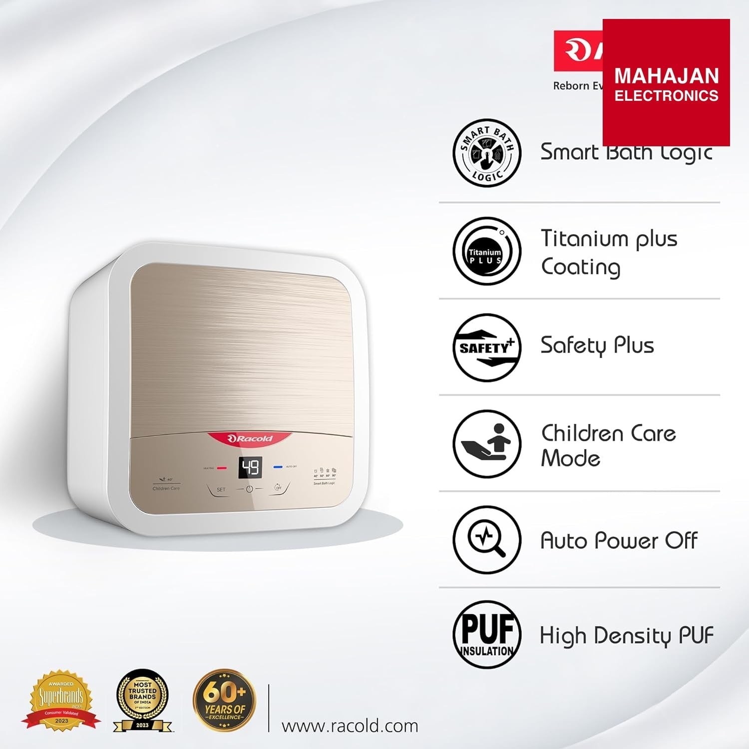 Racold Omnis DG 15L Vertical 5 Star Storage Water Heater(Geyser) Sandstorm Gold Mahajan Electronics Online