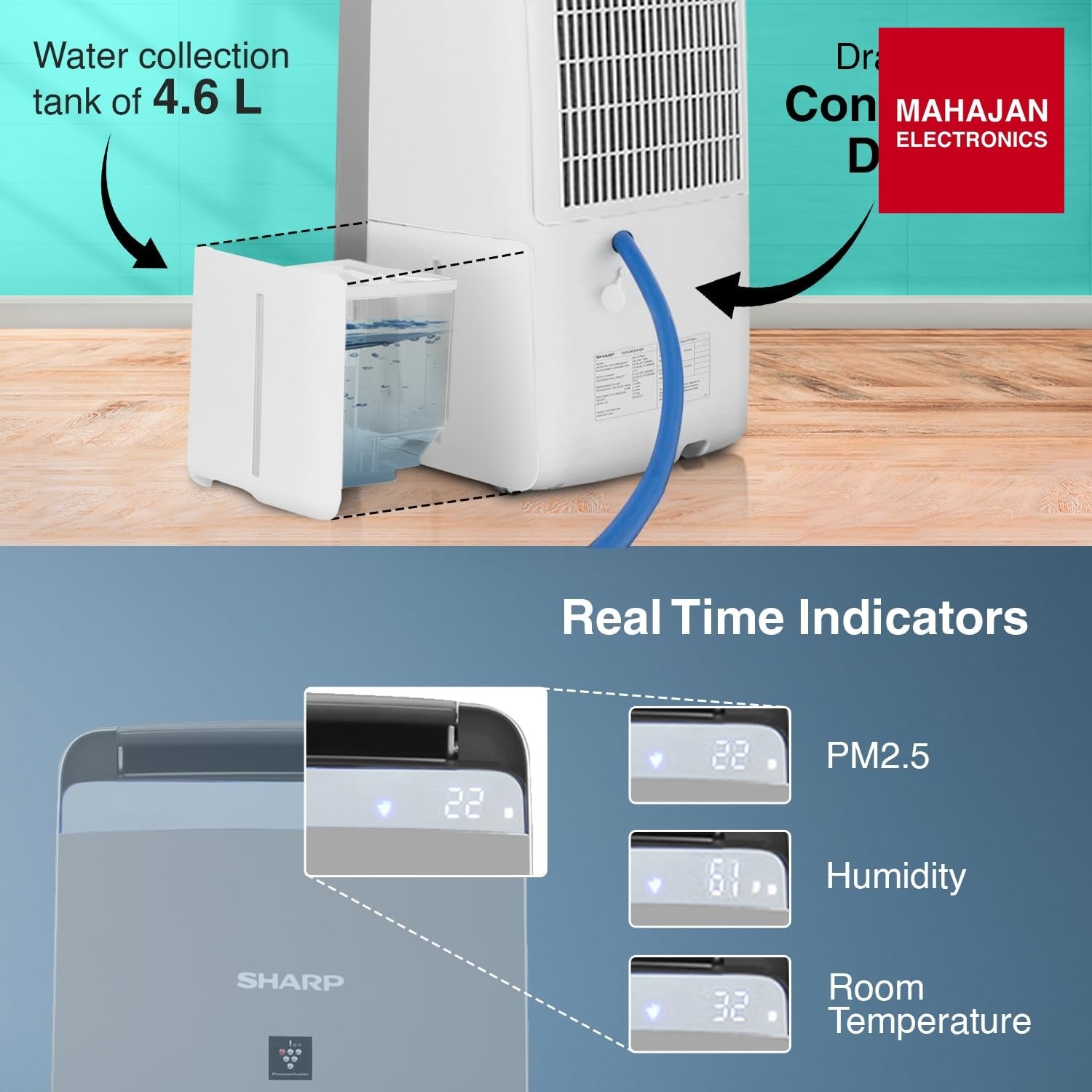 SHARP DW-J27FM-S Air Purifier with dehumidifier I Plasmacluster Tech fights against Mold – Mahajan Electronics Online.