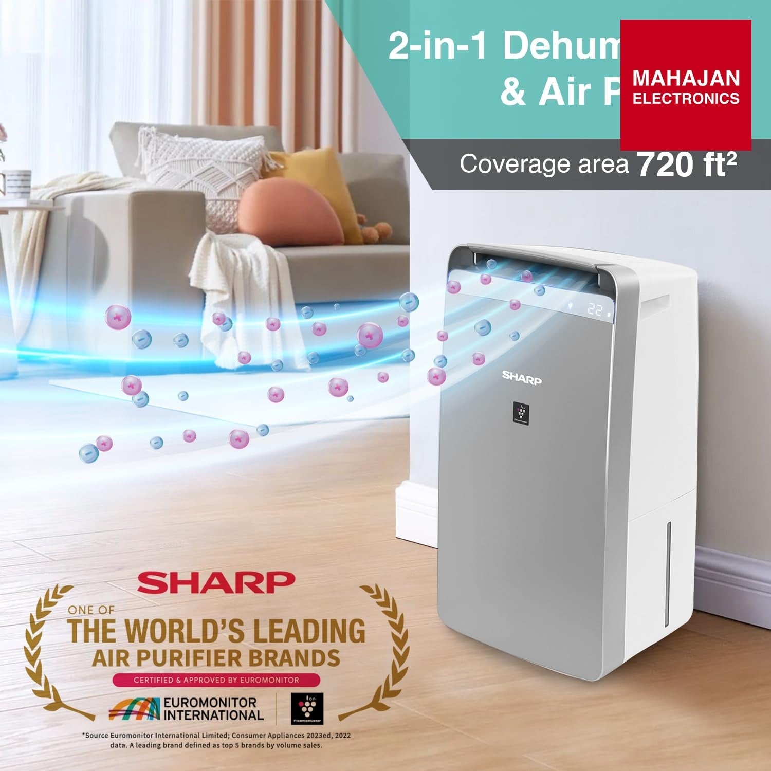 SHARP DW-J27FM-S Air Purifier with dehumidifier I Plasmacluster Tech fights against Mold – Mahajan Electronics Online.