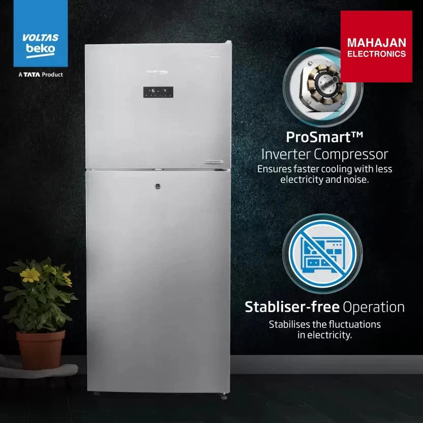 Voltas Beko RFF4653XPCF 432 L Frost Free Double Door Top Mount 2 Star Refrigerator Mahajan Electronics Online