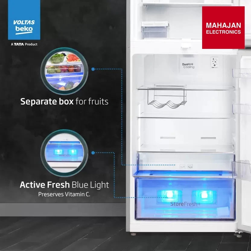 Voltas Beko RFF4653XPCF 432 L Frost Free Double Door Top Mount 2 Star Refrigerator Mahajan Electronics Online