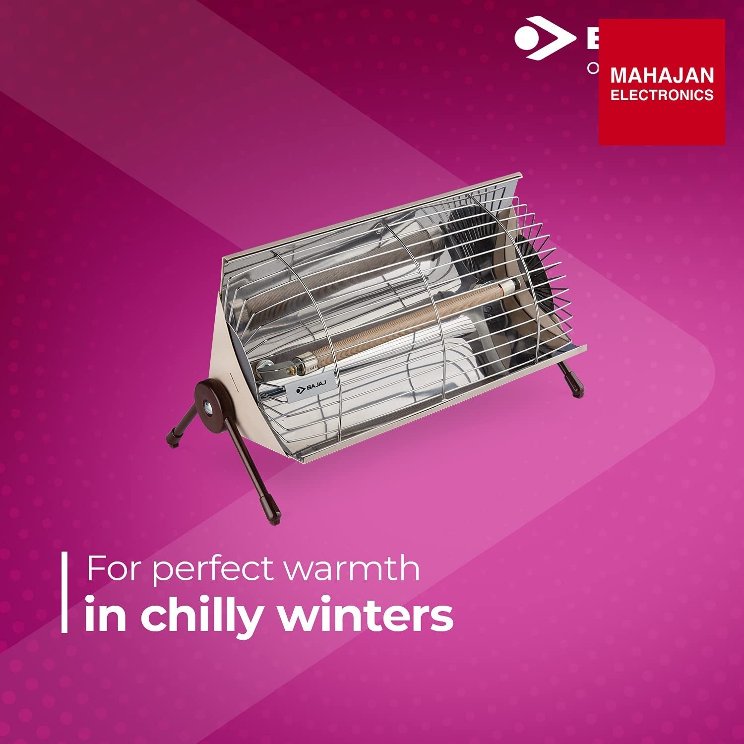Bajaj Minor Radiant Room Heater 1000W PedestalHeater For Winter|Electric Heater ForRoom|Stainless Steel Heat Reflector|Nickel Chrome Bajaj