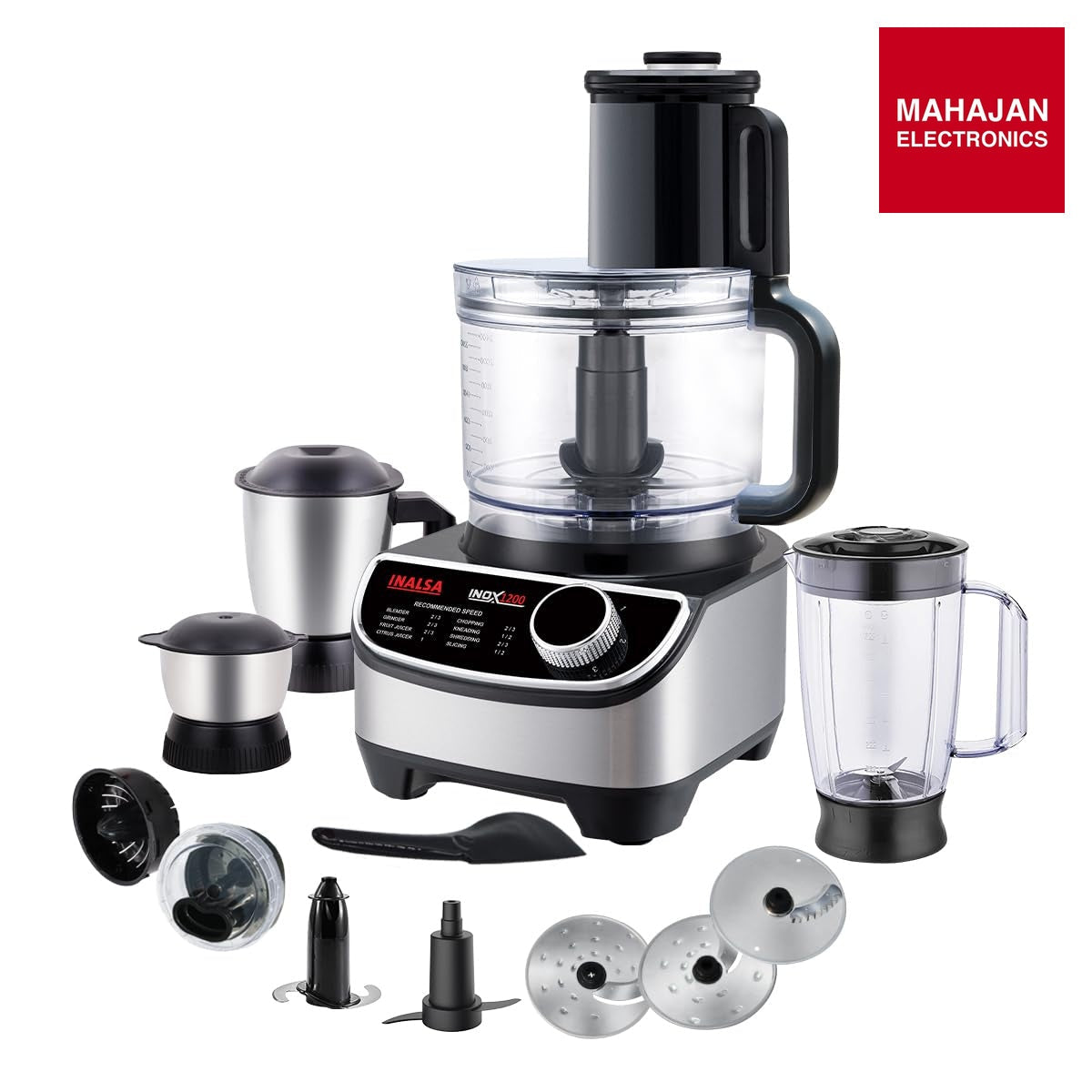 INALSA Food Processor with Mixer Grinder Juicer (INOX 1200)|1200 watt_hours Copper Motor – Mahajan Electronics Online.
