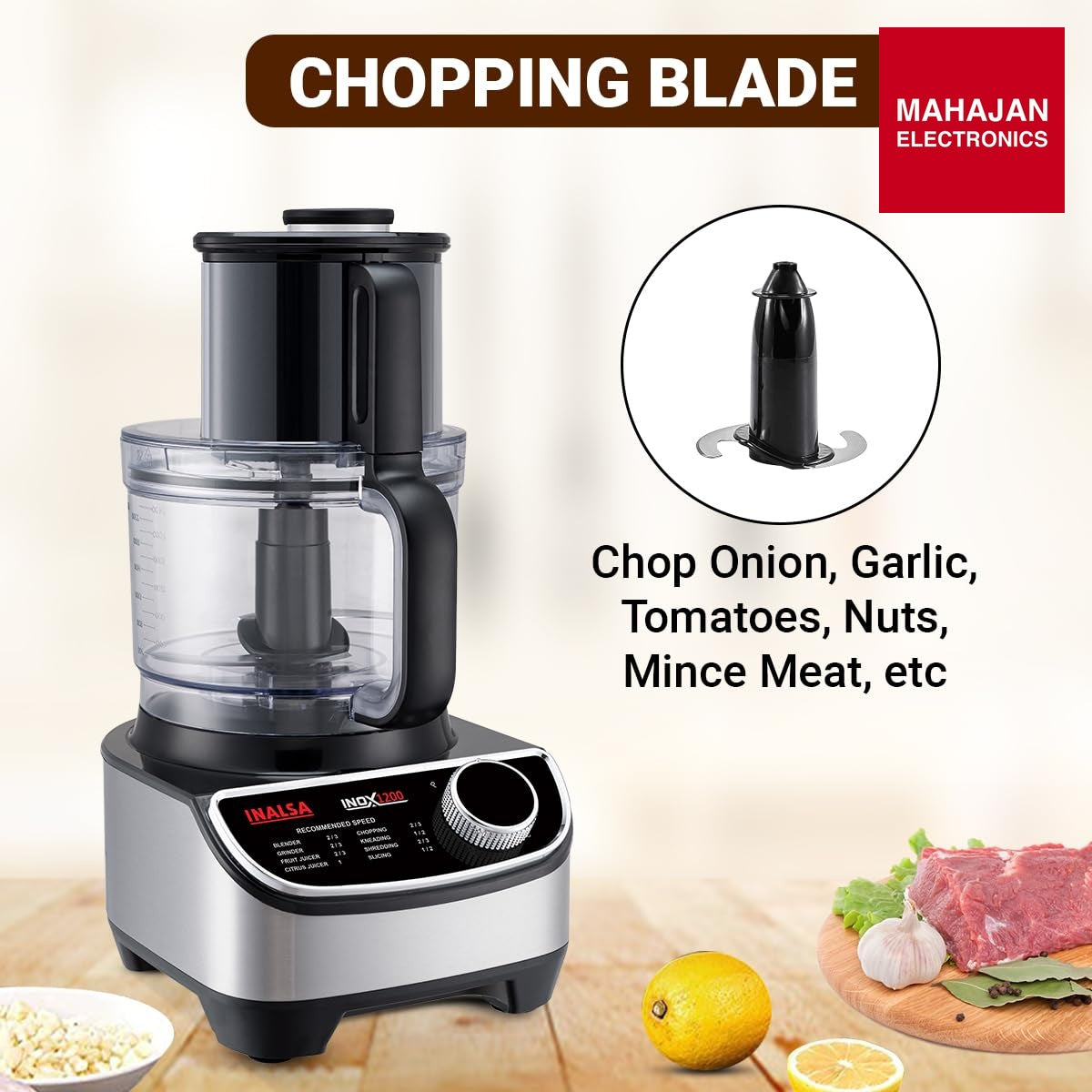 INALSA Food Processor with Mixer Grinder Juicer (INOX 1200)|1200 watt_hours Copper Motor – Mahajan Electronics Online.