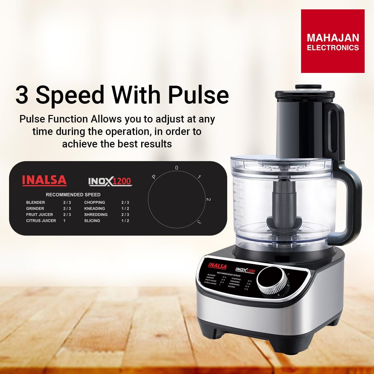 INALSA Food Processor with Mixer Grinder Juicer (INOX 1200)|1200 watt_hours Copper Motor – Mahajan Electronics Online.