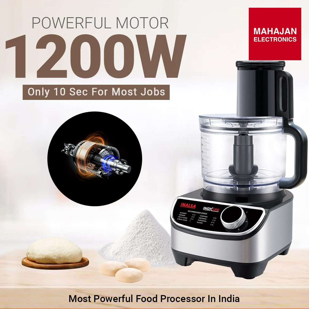 INALSA Food Processor with Mixer Grinder Juicer (INOX 1200)|1200 watt_hours Copper Motor – Mahajan Electronics Online.