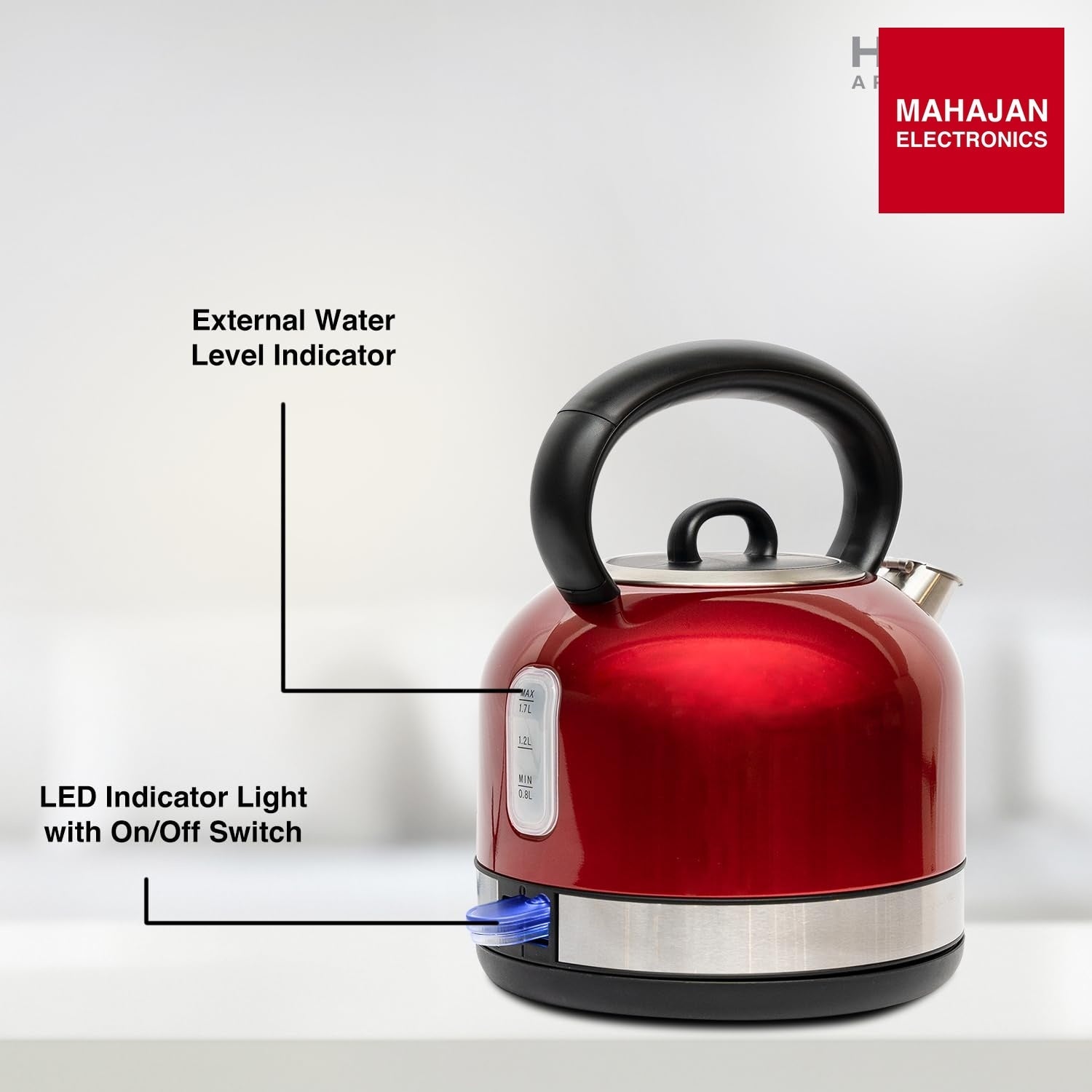 Häfele Dome Plus Red Electric Kettle – Mahajan Electronics