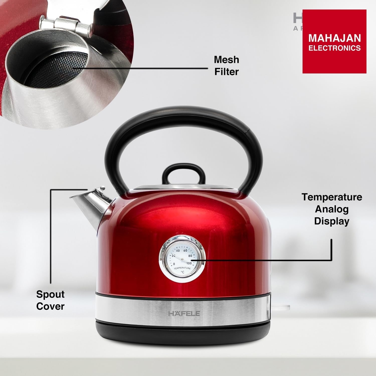 Häfele Dome Plus Red Electric Kettle – Mahajan Electronics
