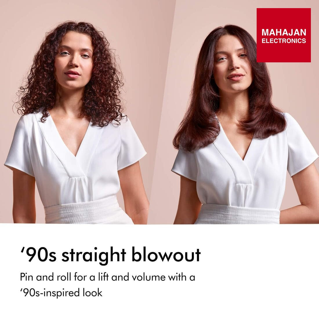 Dyson Airstrait Red Velvet and Gold secondary image with Mahajan Electronics logo