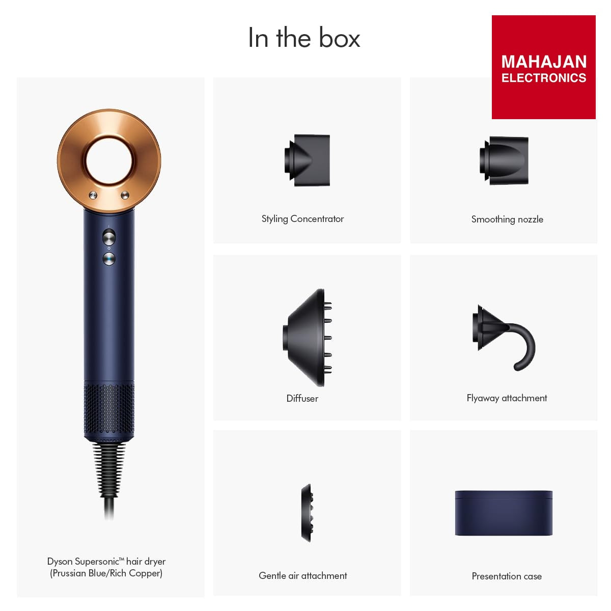 Dyson Supersonic hair dryer secondary image with Mahajan Electronics logo