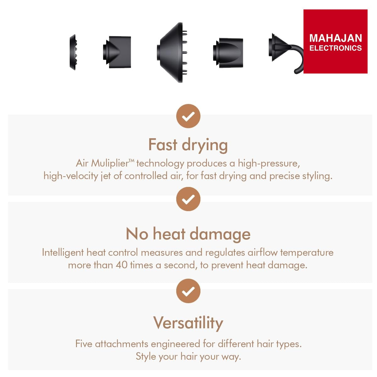 Dyson Supersonic hair dryer secondary image with Mahajan Electronics logo