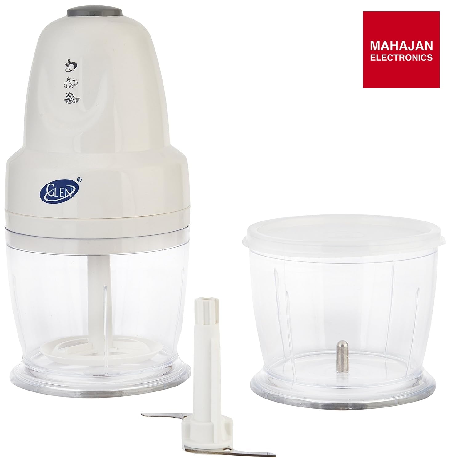 Glen SA4043 Plus Mini Electric Chopper 250W with Extra Bowl | Stainless Steel Blades &amp; Whisker Disk | Mahajan Electronics Delhi NCR GLEN
