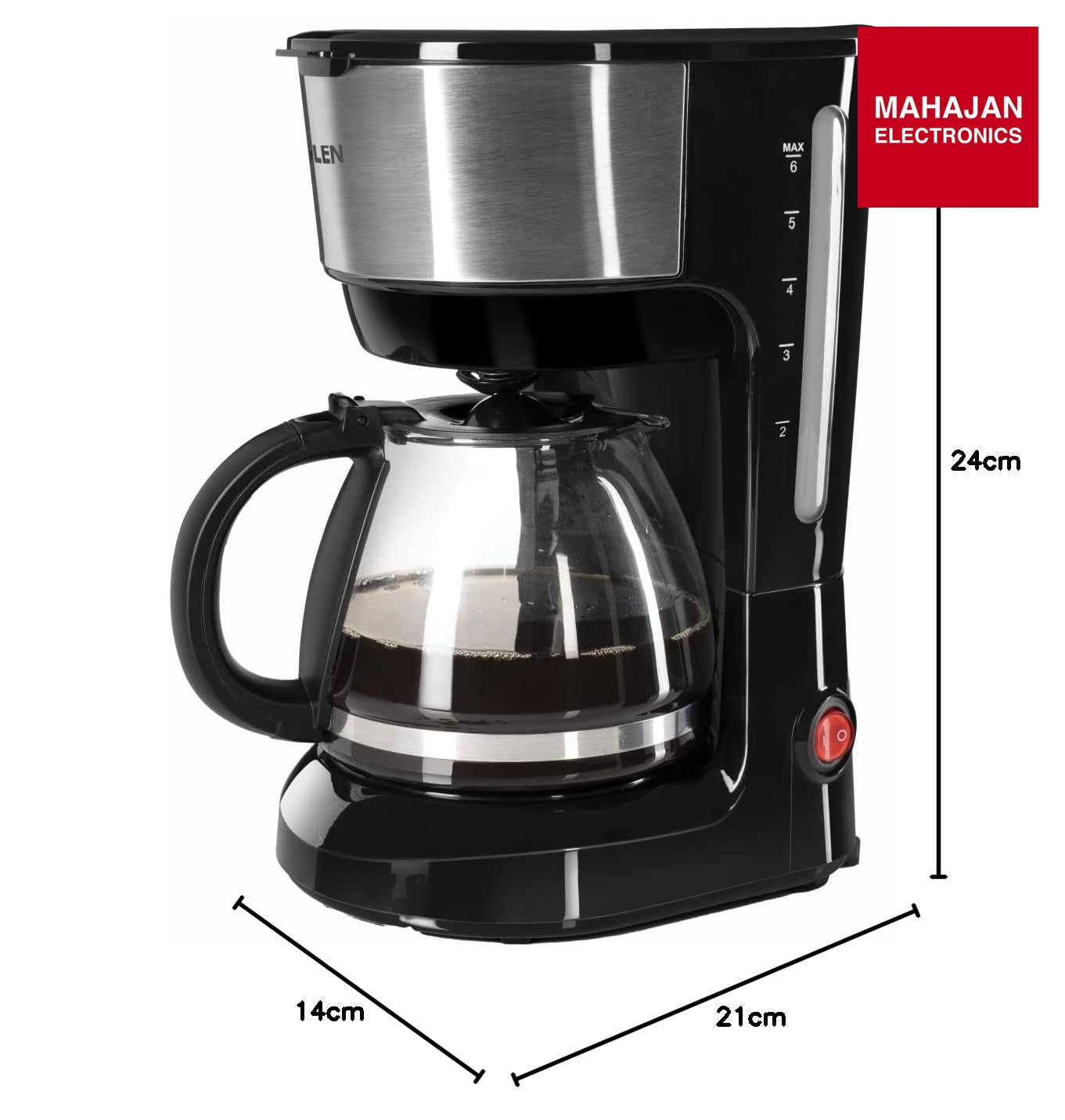 Glen SA9052CM Drip Coffee Maker Machine | Coffee Brewer Machine for Home & Office 750 ML | Anti-drip system 600 W | 6 Cups Drip Coffee Maker  Made of ABS Plastic GLEN