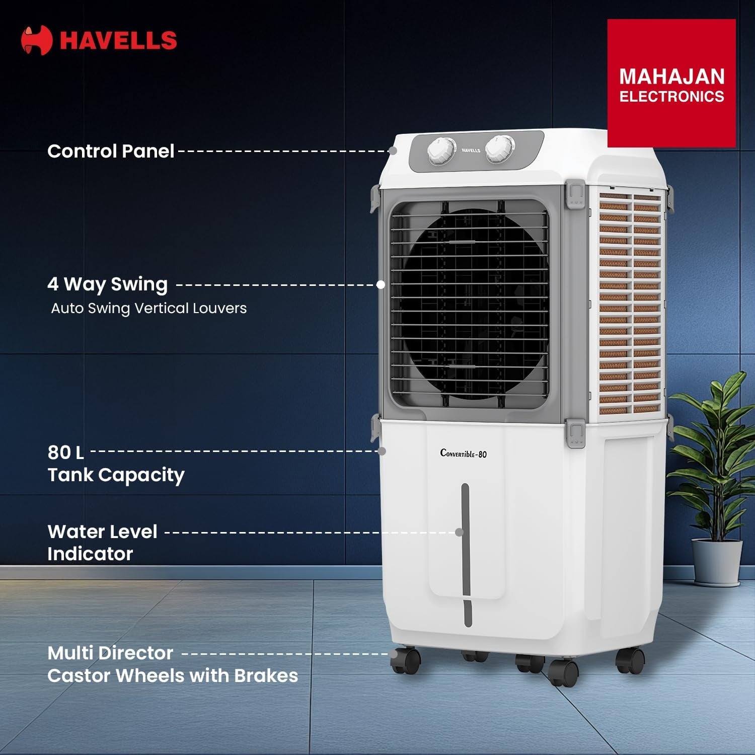 Havells Convertible 80L secondary image with Mahajan Electronics logo