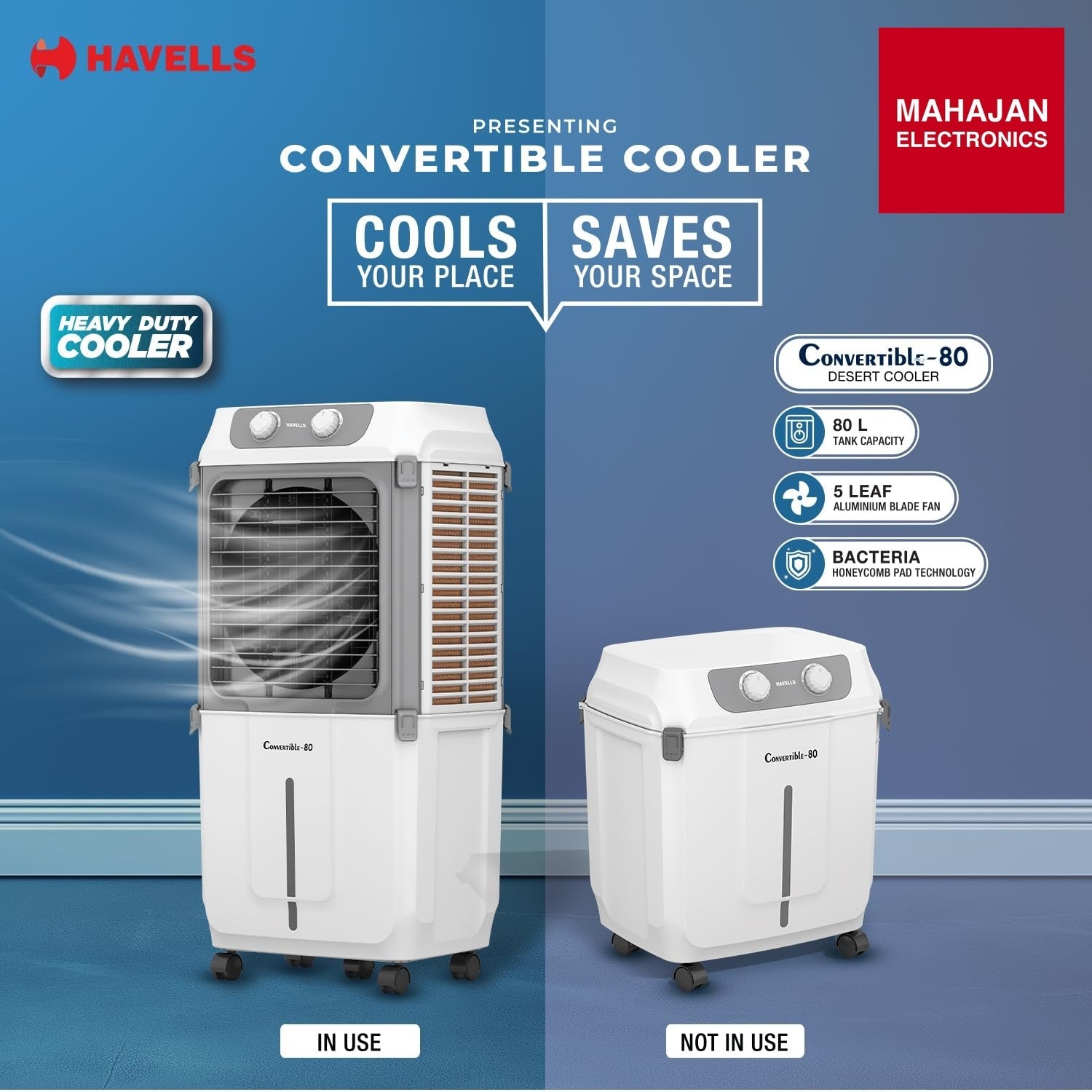 Havells Convertible 80L secondary image with Mahajan Electronics logo