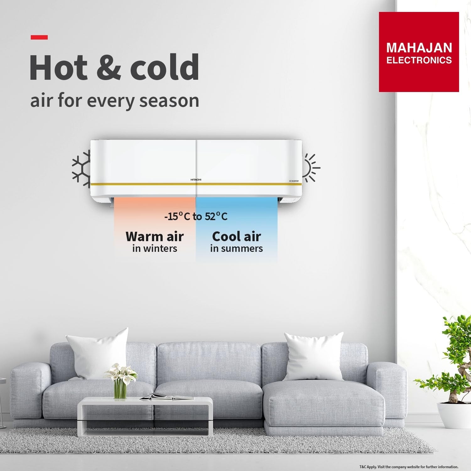 Hitachi RMRG422HFXO split AC secondary image with Mahajan Electronics logo