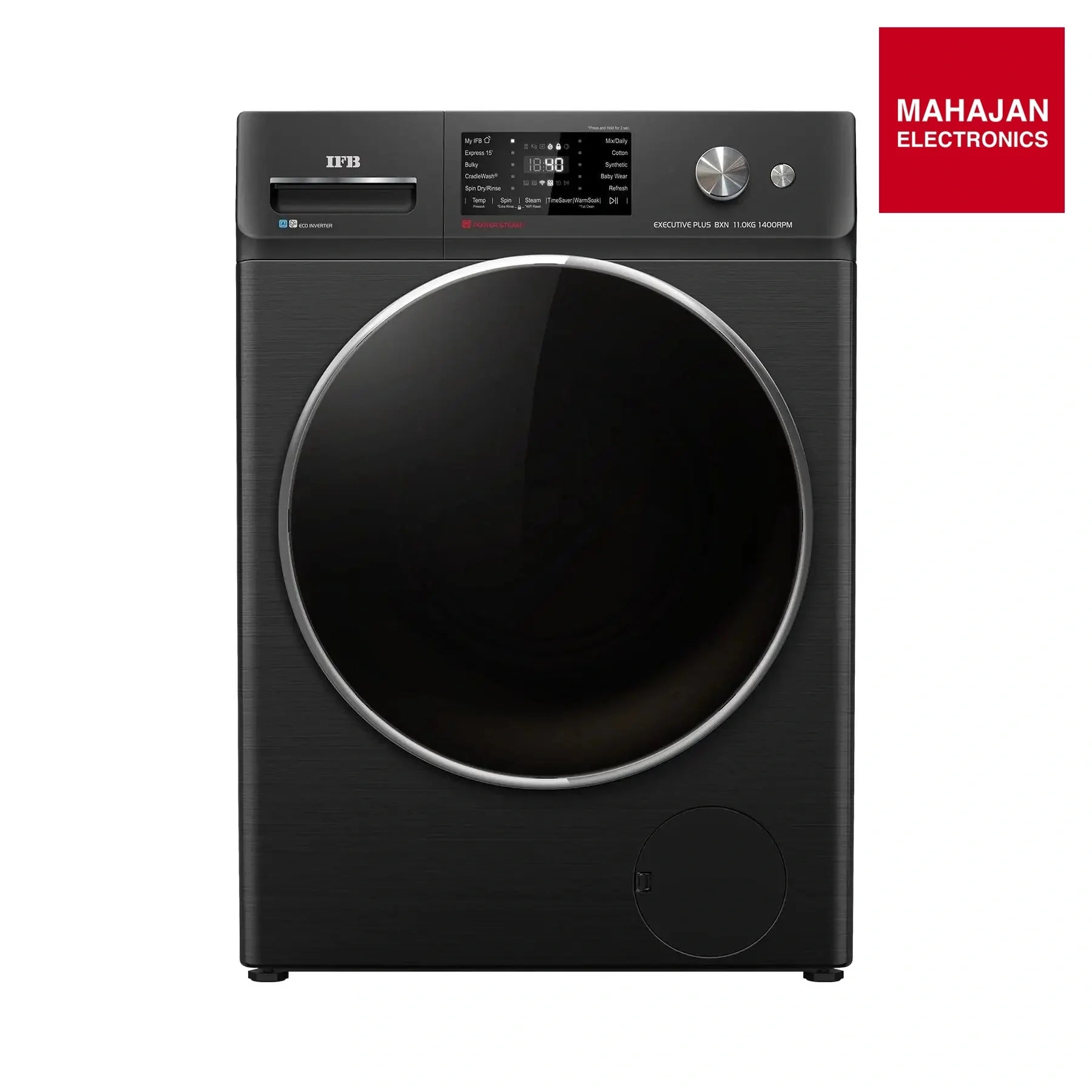 IFB Executive Plus 1114KH washing machine secondary image with Mahajan Electronics logo