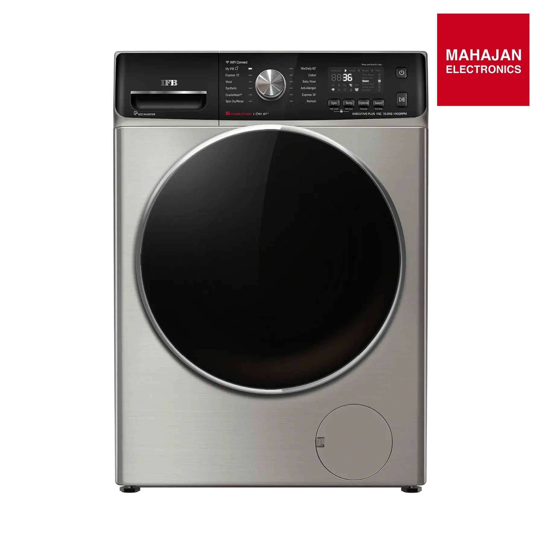 IFB Executive Plus VSC washing machine secondary image with Mahajan Electronics logo