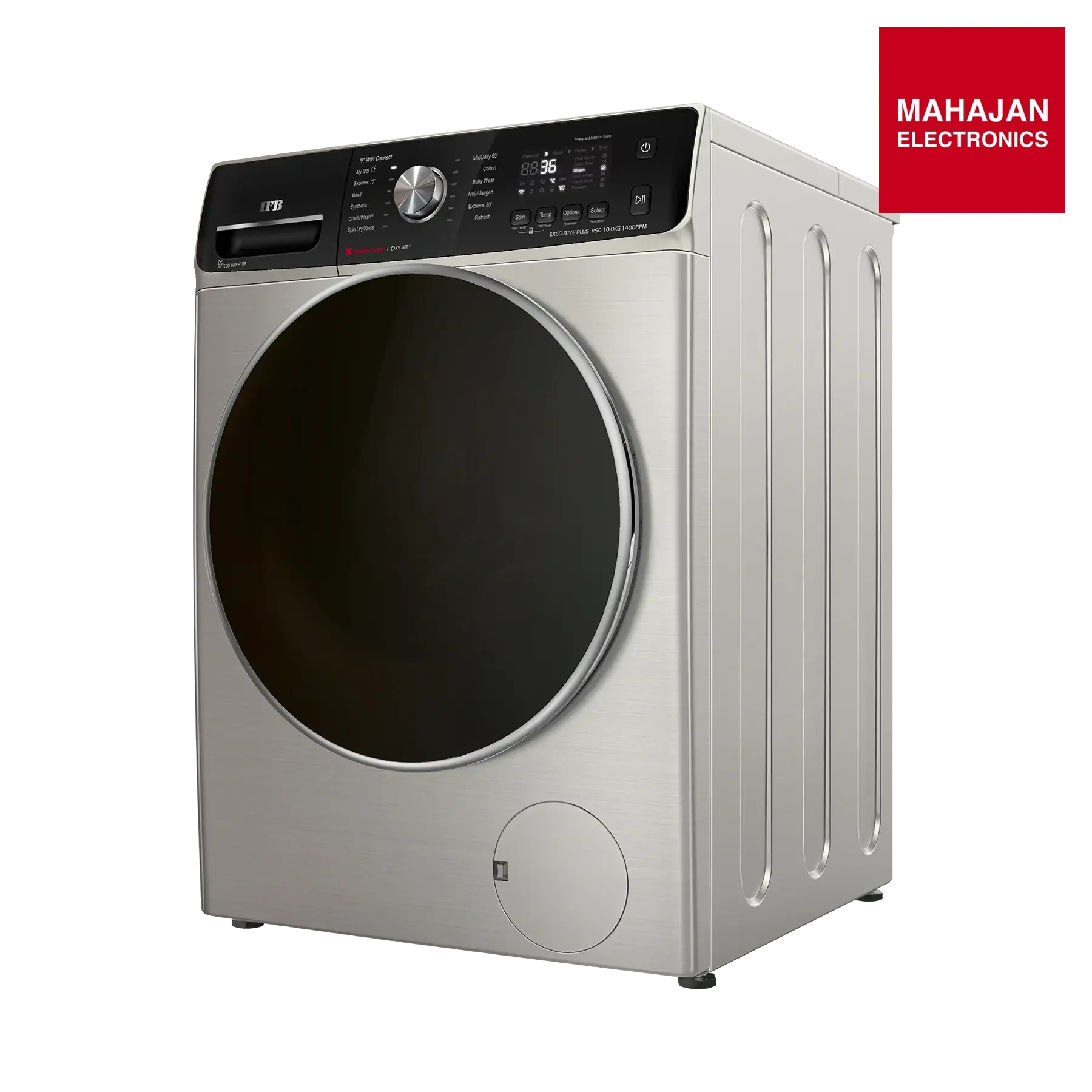 IFB Executive Plus VSC washing machine secondary image with Mahajan Electronics logo