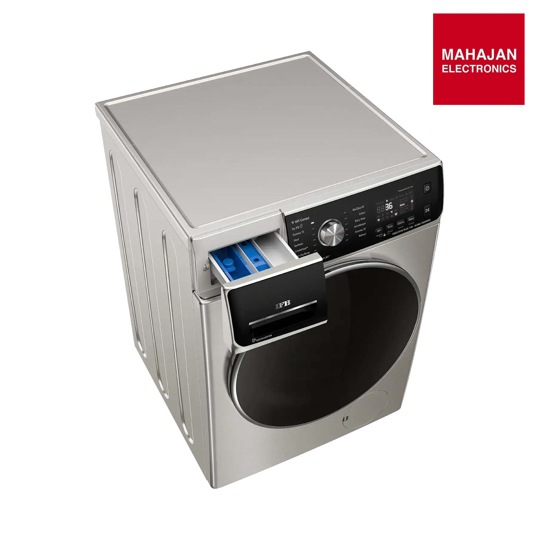 IFB Executive Plus VSC washing machine secondary image with Mahajan Electronics logo