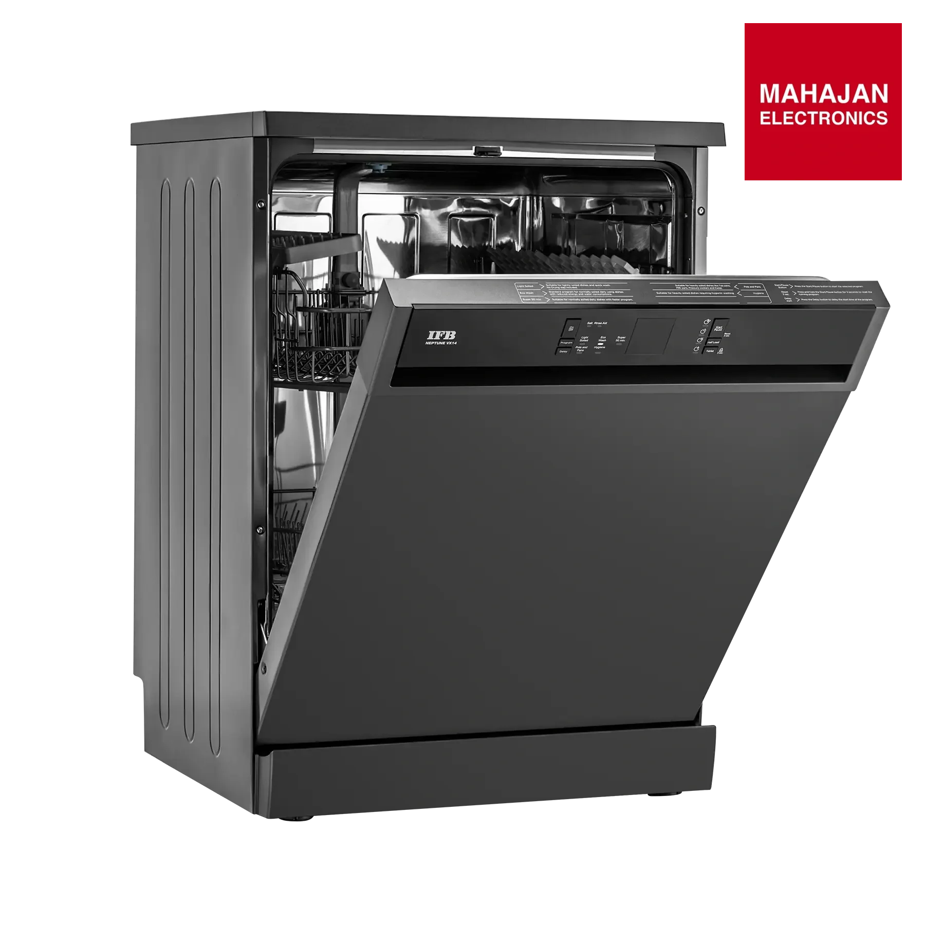 IFB Neptune VX 14 14 Place Settings Freestanding Dishwasher – 70°C Hot Water Wash, Steam Drying, Dark Silver IFB