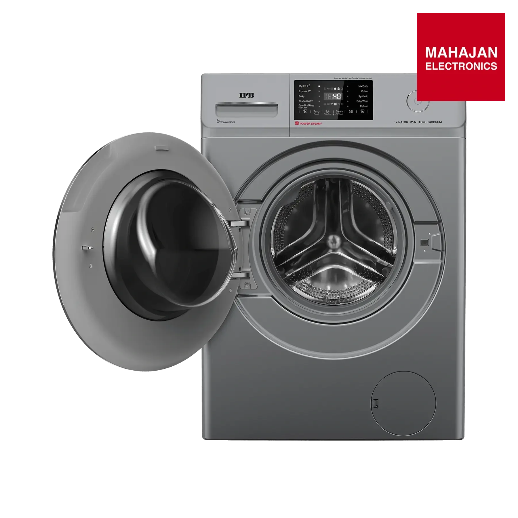 IFB Senator MSN 8014 washing machine secondary image with Mahajan Electronics logo