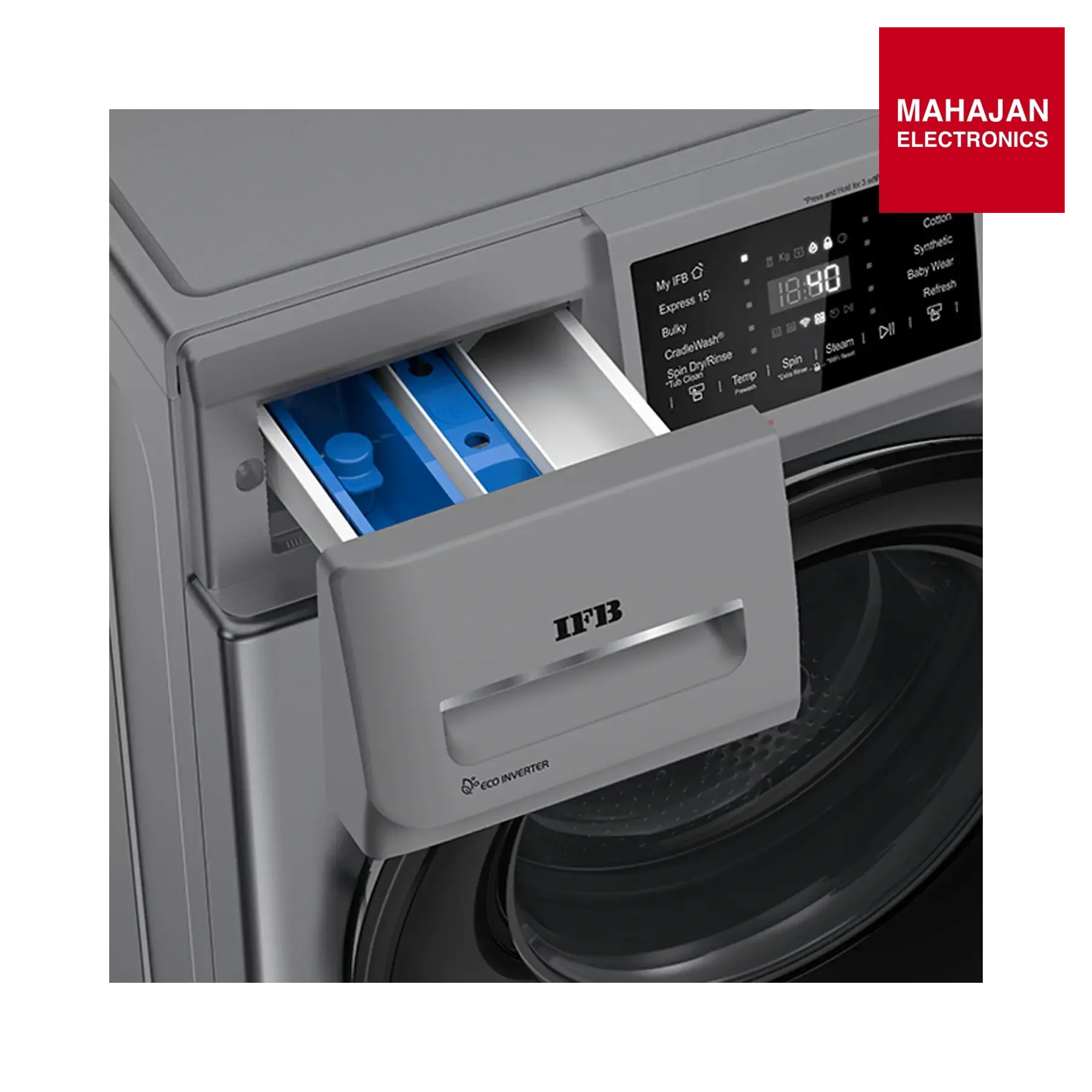 IFB Senator MSN 8014 washing machine secondary image with Mahajan Electronics logo