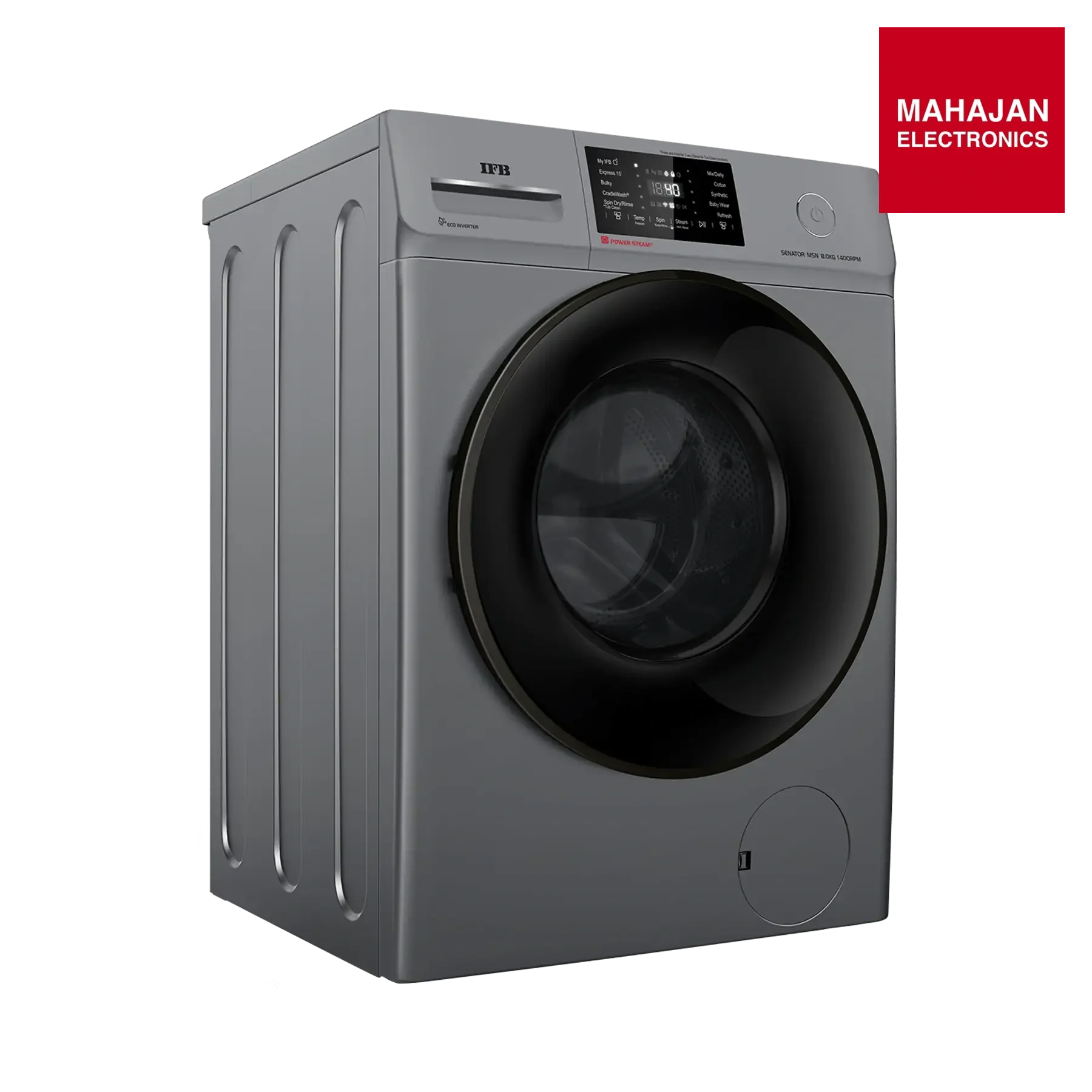 IFB Senator MSN 8014 washing machine secondary image with Mahajan Electronics logo