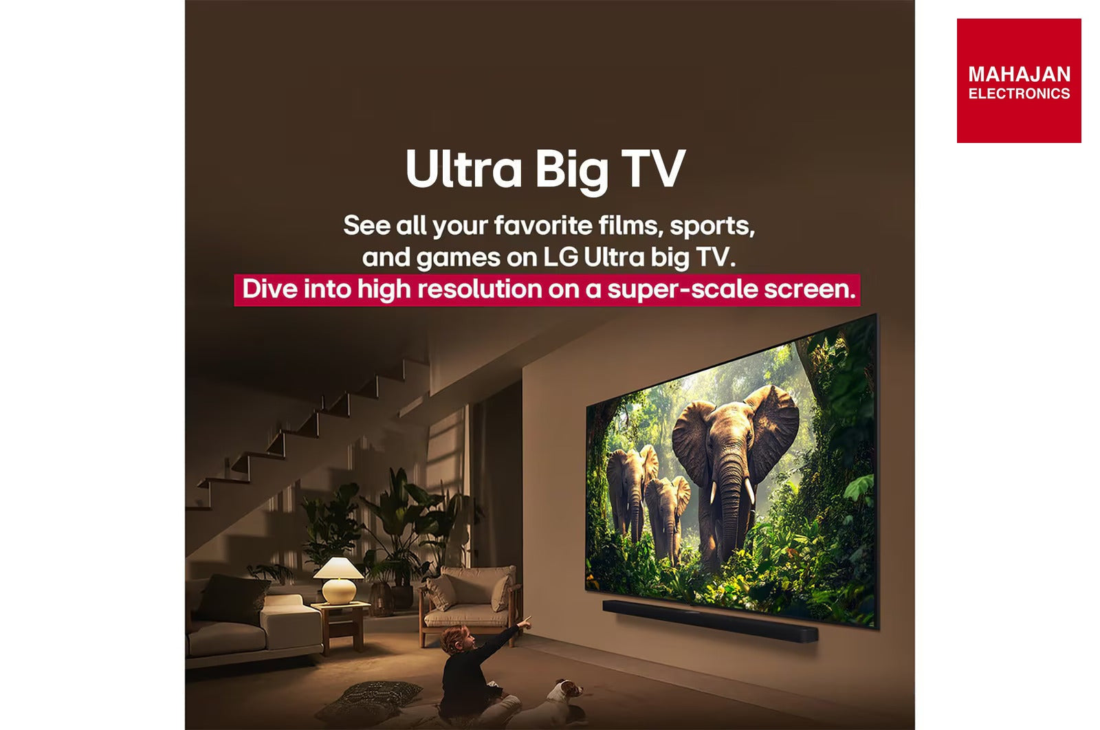 LG 55QNED8GA television secondary image with Mahajan Electronics logo
