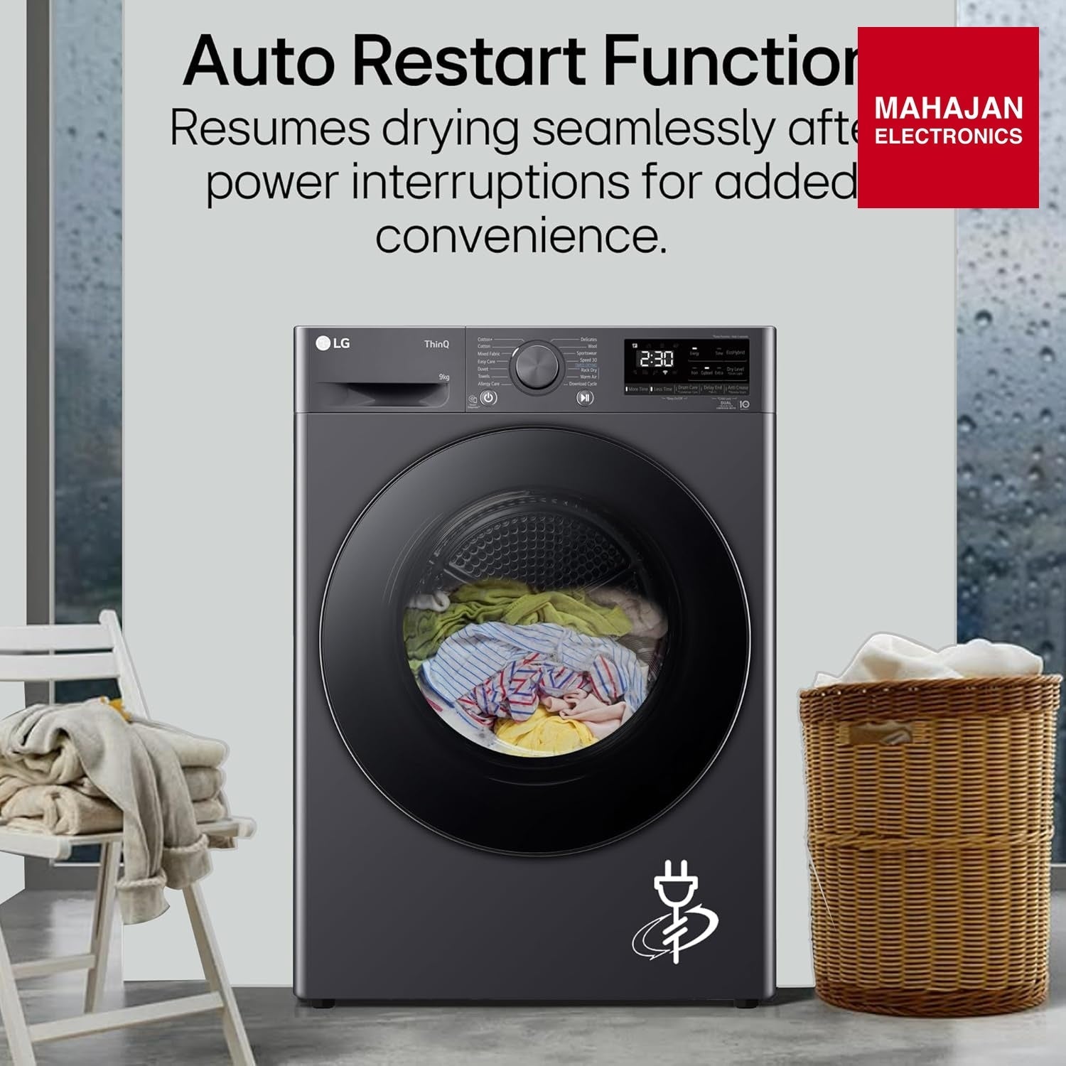 LG DHV09SAM dryer secondary image with Mahajan Electronics logo