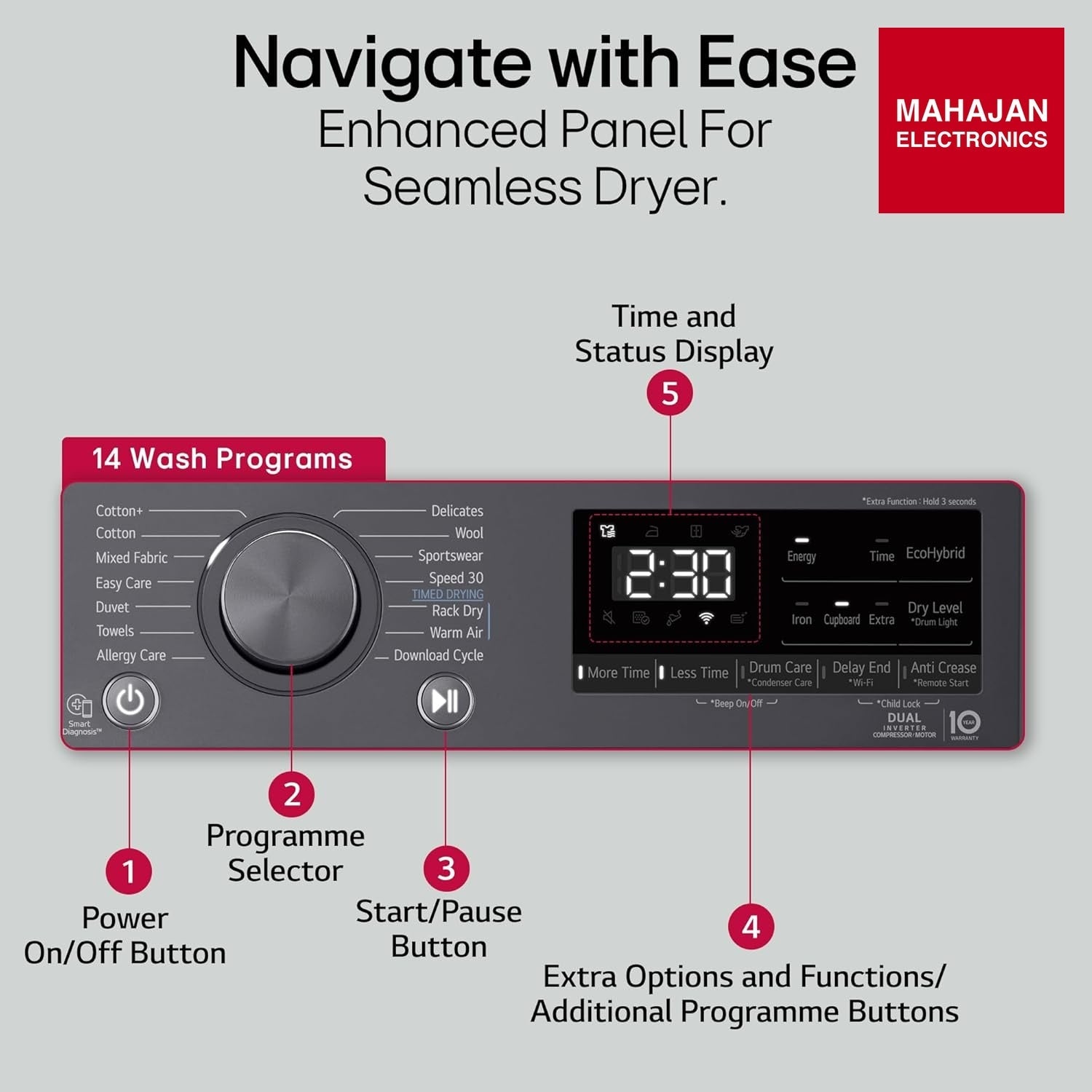 LG DHV09SAM dryer secondary image with Mahajan Electronics logo