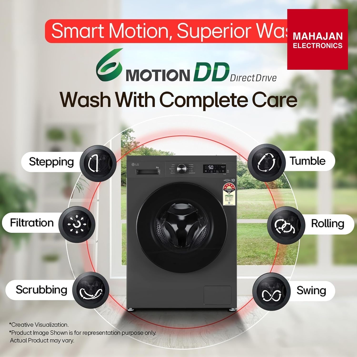 LG FHB1208Z2M washing machine secondary image with Mahajan Electronics logo