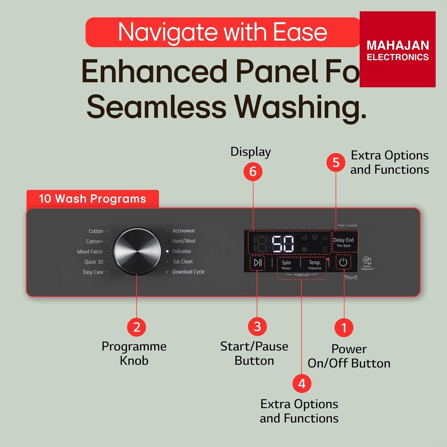 LG FHB1208Z2M washing machine secondary image with Mahajan Electronics logo
