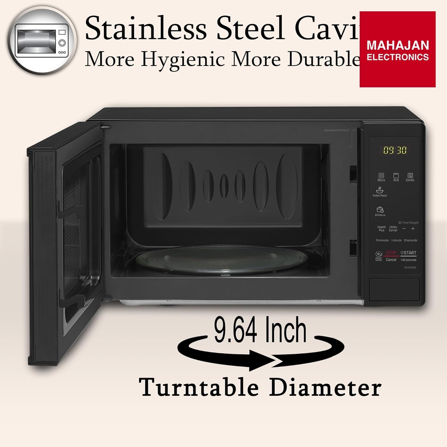 LG MH2044DB 20 L Grill Microwave Oven (Black, Anti-Bacterial Cavity, Health Plus Menu) LG
