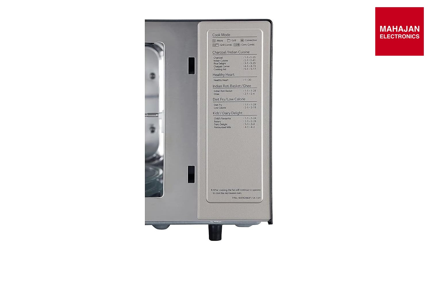 LG MJEN286UHW microwave oven secondary image with Mahajan Electronics logo