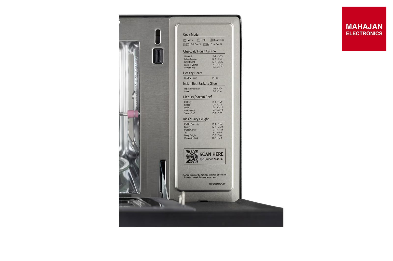 LG MJEN326SBW microwave oven secondary image with Mahajan Electronics logo